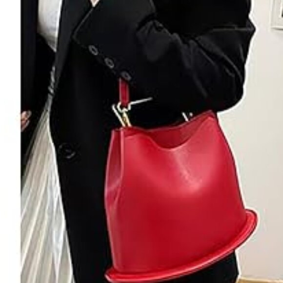Neiman Marcus Lipstick Red Leather Top Handle Handbag - Picture 2 of 7